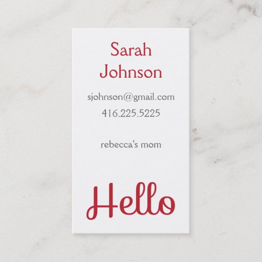 Customizable 'Hello' Mommy Calling Card Business Card