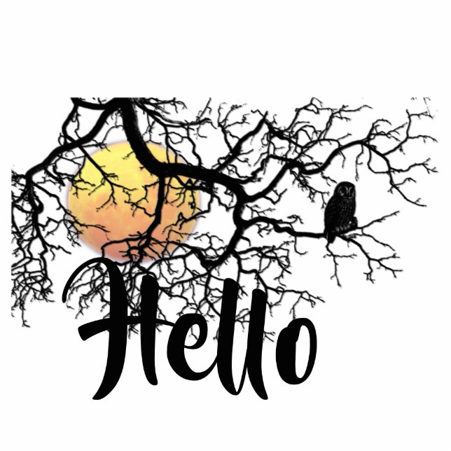 Hello Moon and Owl Silhouette Cutout (Front)