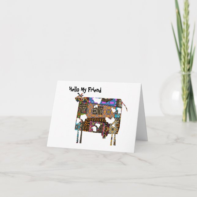 Hello My Friend - Cow Folded Greeting Card (Front)