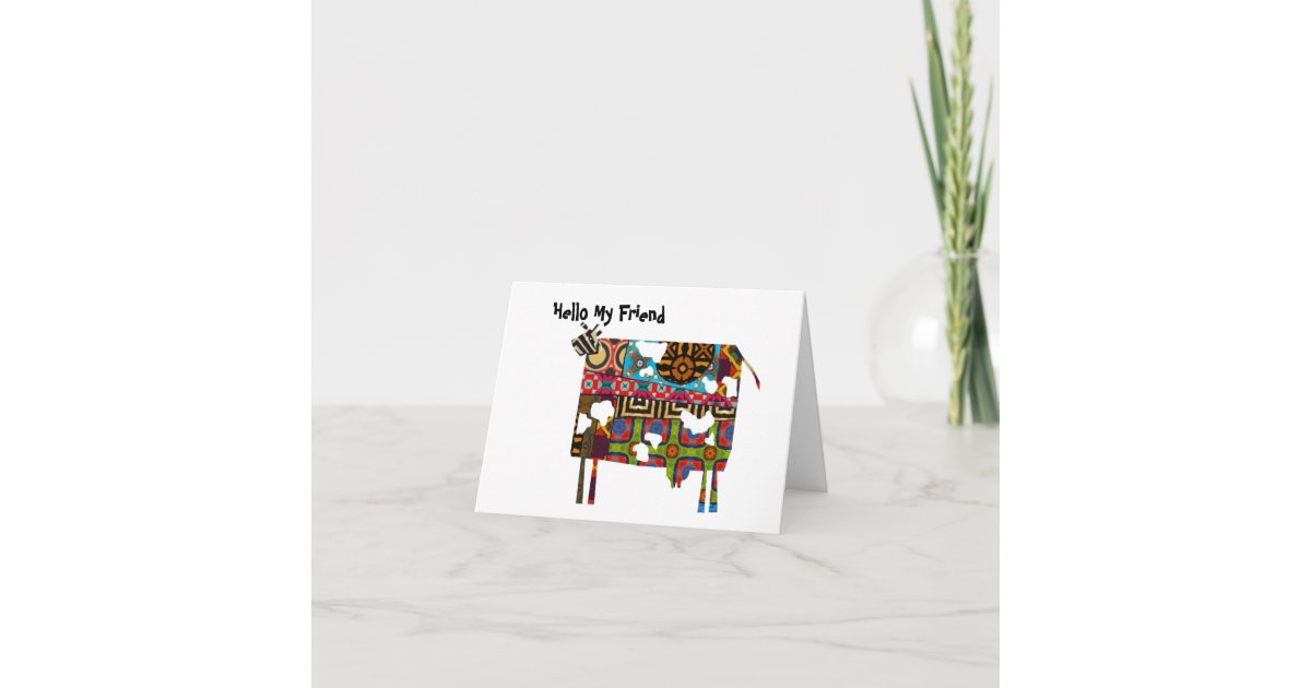 Hello Friend Cow Hello My Friend - Cow Folded Greeting Card | Zazzle