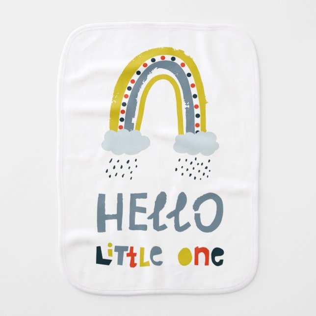 Hello My Little One Rainbow Baby Burp Cloth (Front)