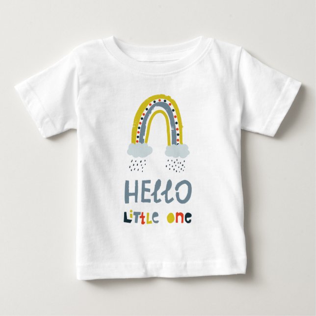 Hello My Little One Rainbow Baby T-Shirt (Front)