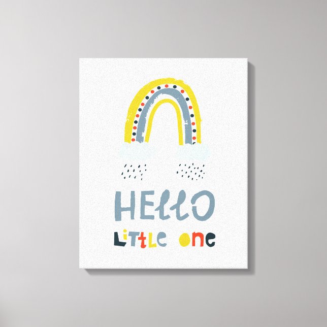 Hello My Little One Rainbow Canvas Print (Front)