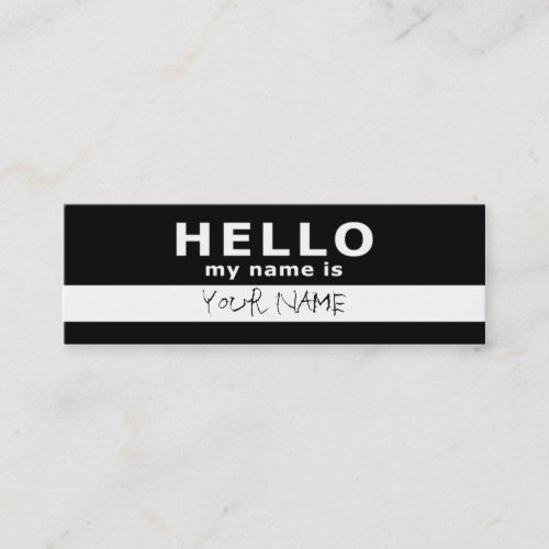 hello my name is : 2-sided : black &amp; white business card template