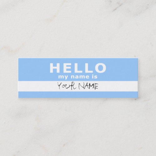 hello my name is : 2-sided : light blue business cards