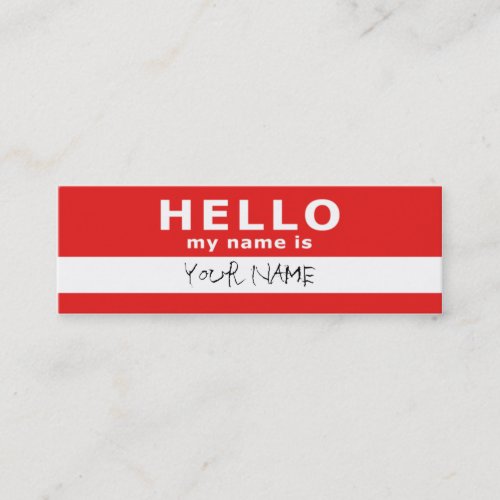 hello my name is : 2-sided : red business card template