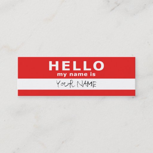 Customizable hello my name is : 2-sided : red business card template