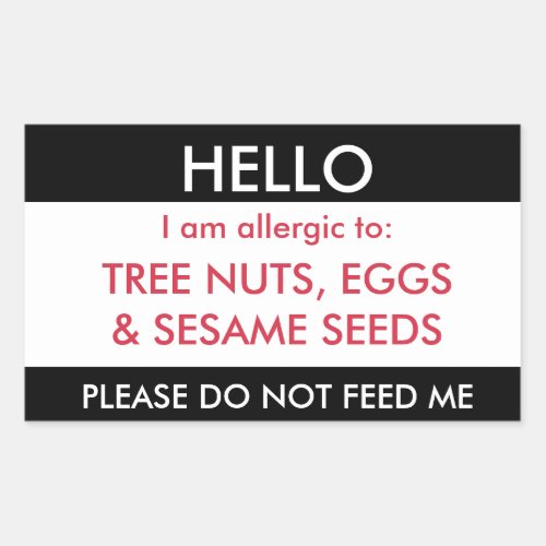 Hello My Name is Allergic To Kids Custom Allergy Rectangular Sticker