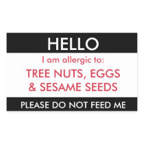 Hello My Name is Allergic To Kids Custom Allergy Rectangular Sticker