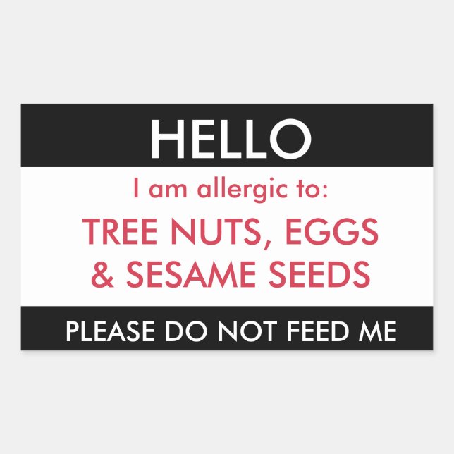 Hello My Name is Allergic To Kids Custom Allergy Rectangular Sticker (Front)