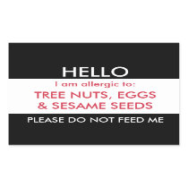 Hello My Name is Allergic To Kids Custom Allergy Rectangular Sticker