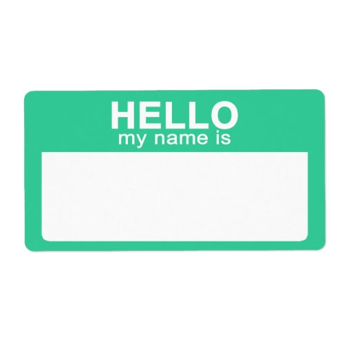 Hello My Name is Aqua Name Tag Labels