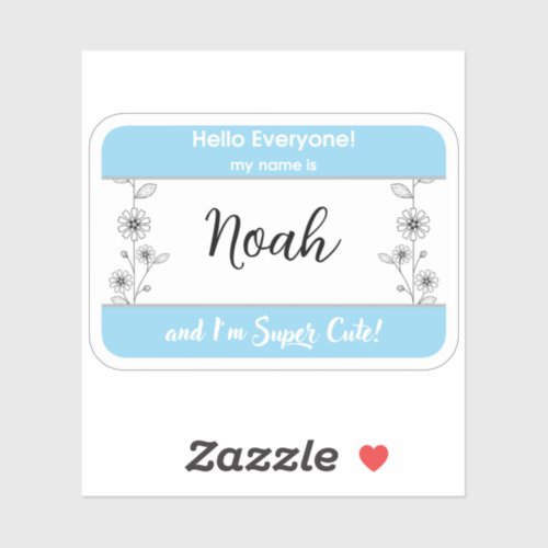 Hello My name is Baby name tag sticker newborn