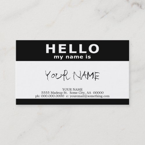 hello my name is : black and white business card templates