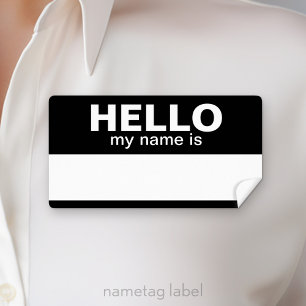 Hello my name is - black - area for Employee Name Label