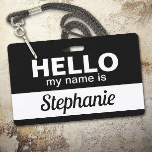 Hello my name is black Custom Employee Name Script Badge