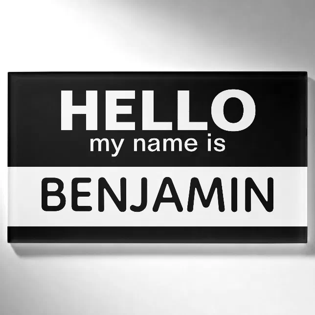 Hello my name is - Black - Custom Employee Name Tag | Zazzle