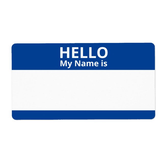 Hello My Name is Blue and White Name Tag Labels (Front)