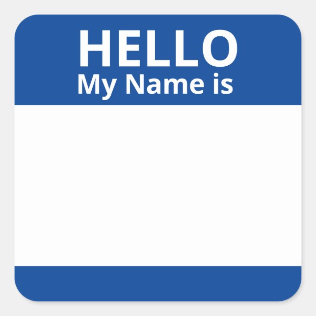 Hello My Name is Blue and White Name Tag Stickers (Front)