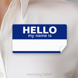 Hello my name is - Blue - area for Employee Name Label
