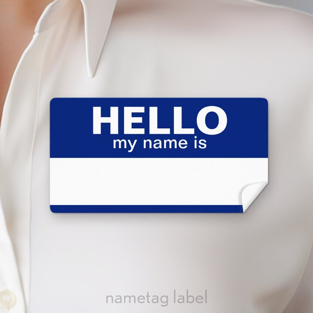 Hello my name is - Blue - area for Employee Name Label (Hello Nametag Labels)