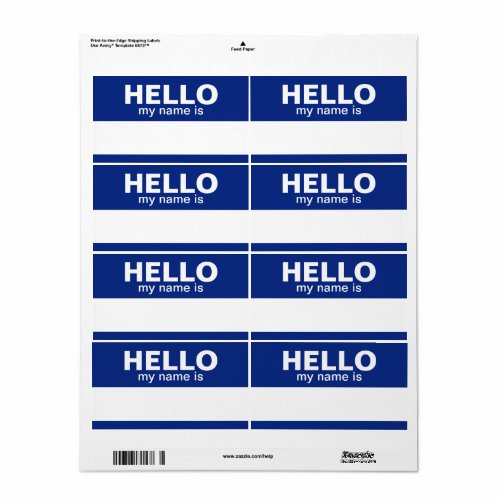 Hello my name is _ Blue _ area for Employee Name Label
