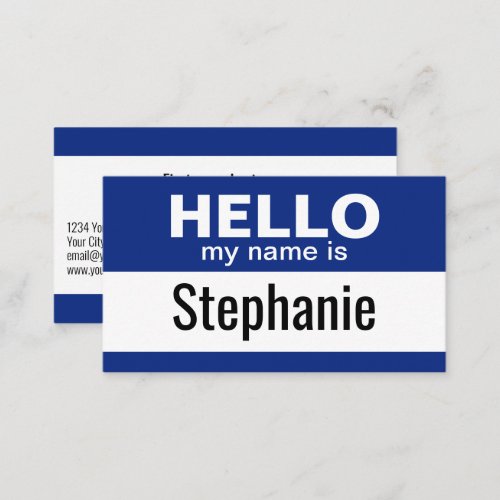 Hello my name is _ Blue _ Business Contact Info Business Card