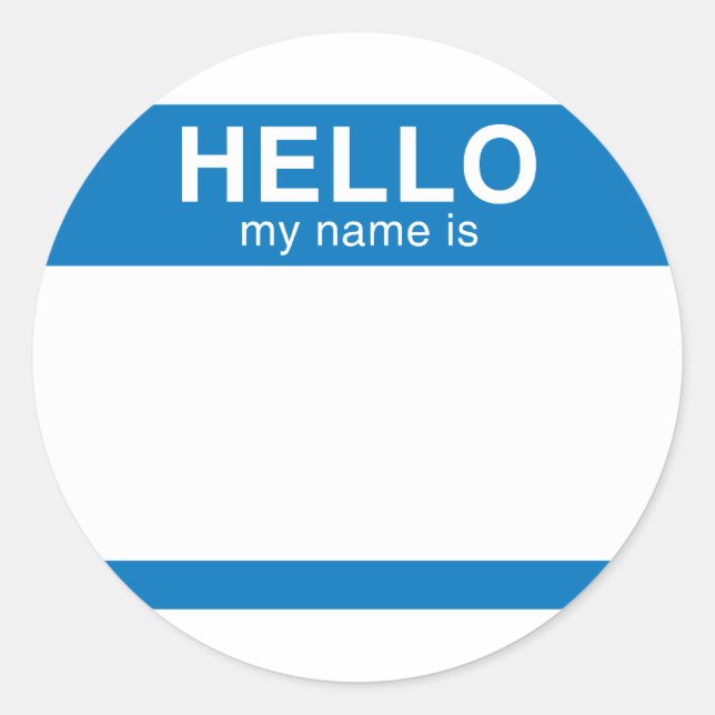 Hello My Name Is - Blue Classic Round Sticker (Front)