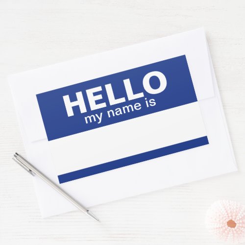 Hello my name is _ Blue _ Custom Employee Name Rectangular Sticker