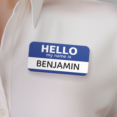 Hello my name is _ Blue _ Custom Employee Name Tag