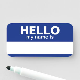 Hello my name is - Blue - Employee Dry Erase Tag