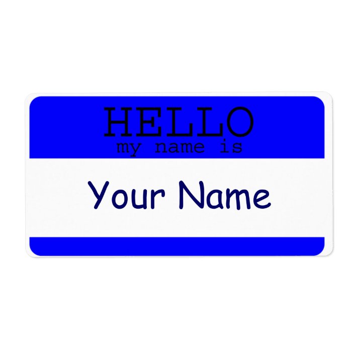 Hello my Name is Blue Label Template