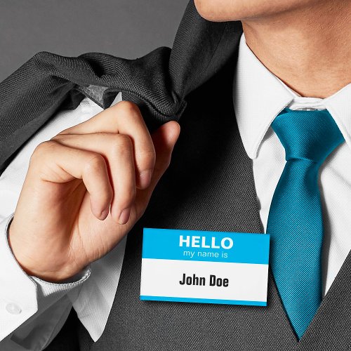 Hello My Name Is _ Blue Name Tag
