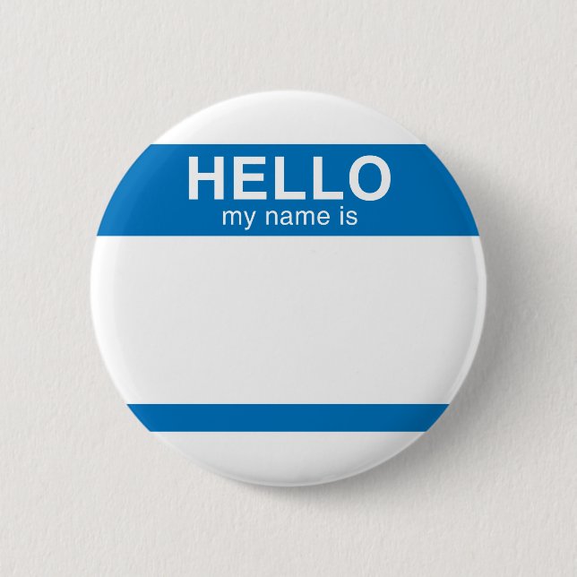 Hello My Name Is - Blue Pinback Button (Front)