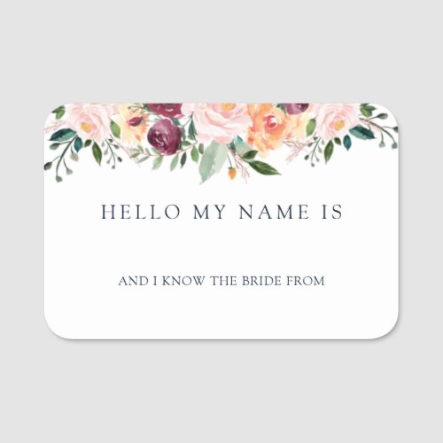 Hello my Name is Bridal Shower Name Tags