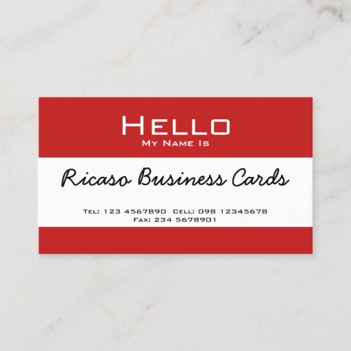 Customizable Hello My Name Is Business Card