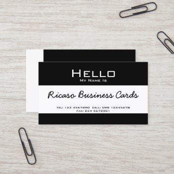 Hello My Name Is Business Card by Ricaso_Intros at Zazzle