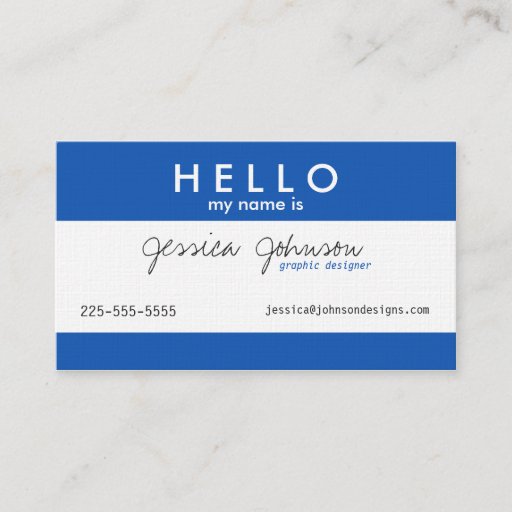 Customizable Hello My Name Is Business Card