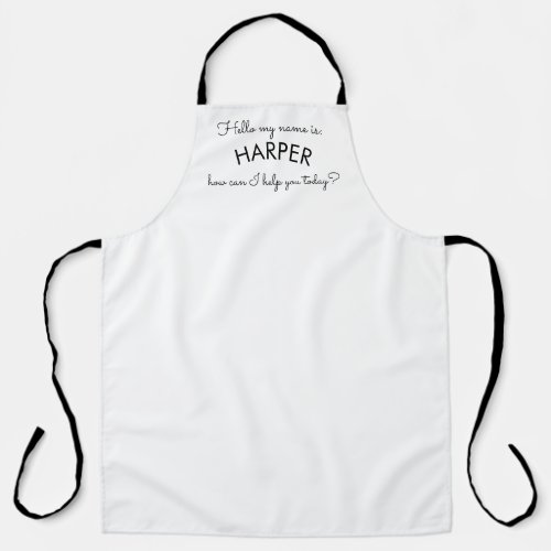 Hello My Name Is Business Company Staff Apron