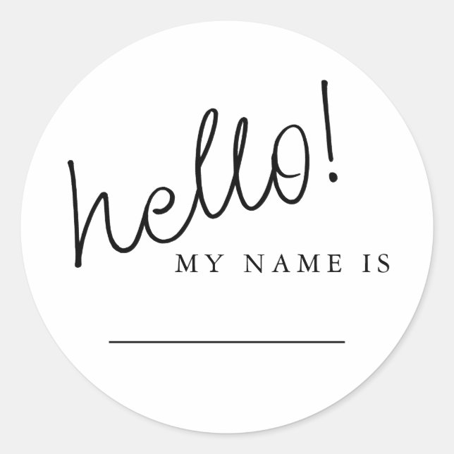 Hello My Name Is Casual Script Name Tag (Front)
