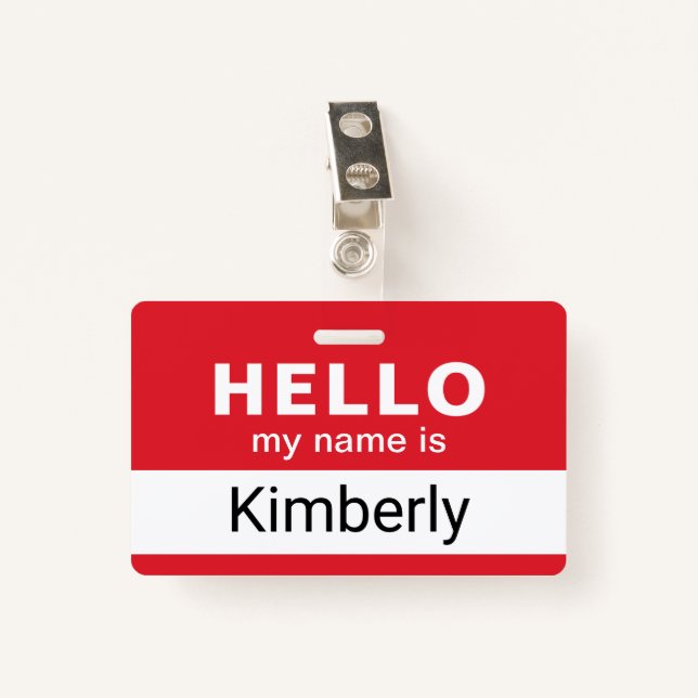 Hello My Name Is - Custom Business Employee Name Badge (Front with Clip)