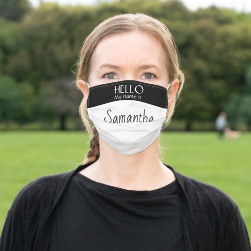 Hello my Name is Custom Business Name tag Adult Cloth Face Mask