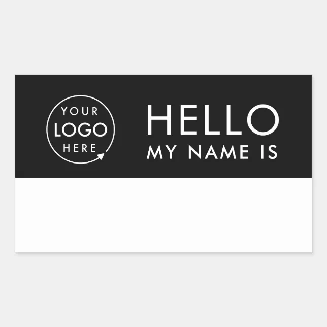 Hello My Name Is | Custom Logo Modern Minimalist Rectangular Sticker ...