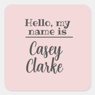 Hello My Name Is Custom Name Editable Text Square Sticker