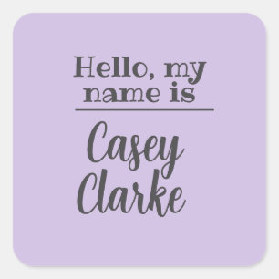 Hello My Name Is Custom Name Editable Text Square Sticker