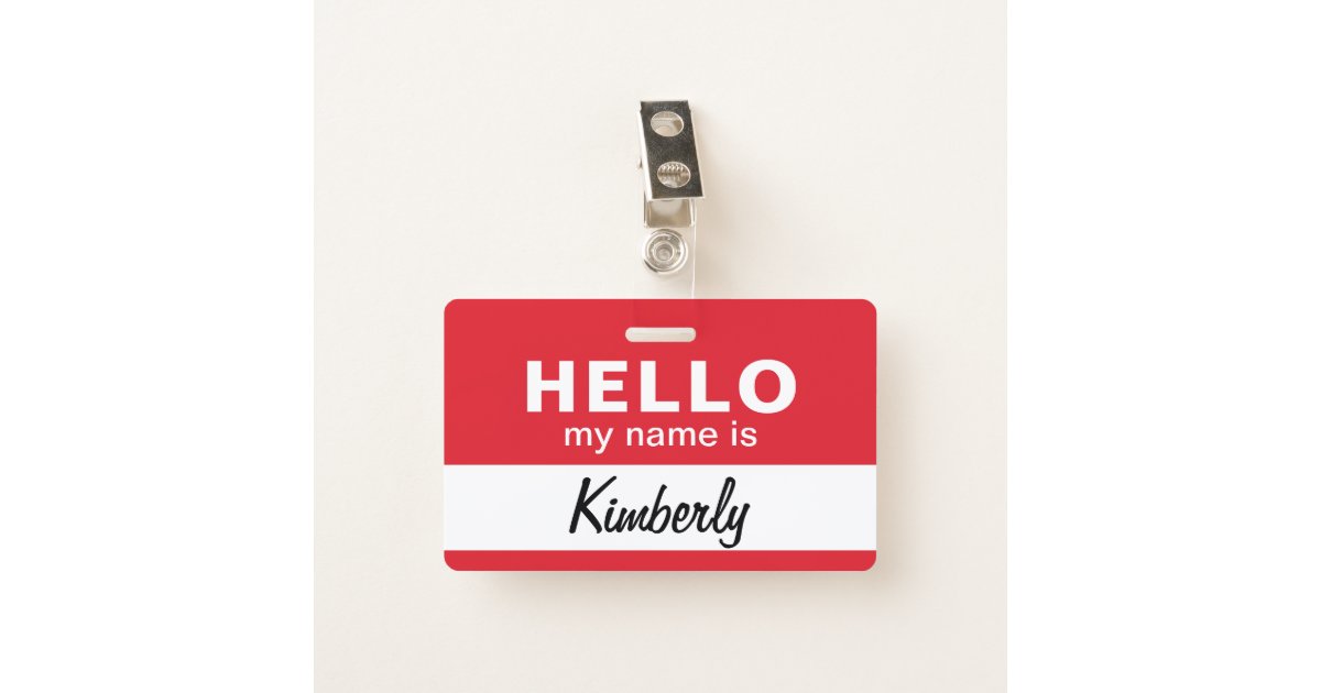 Hello My Name Is Custom Script Employee Name Badge Zazzle