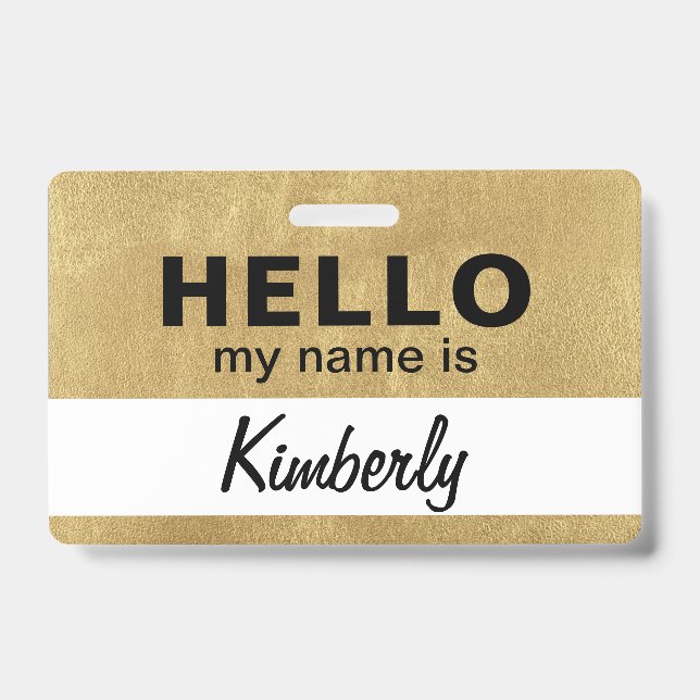 Hello My Name Is - Custom Script Employee Name Badge (Front)