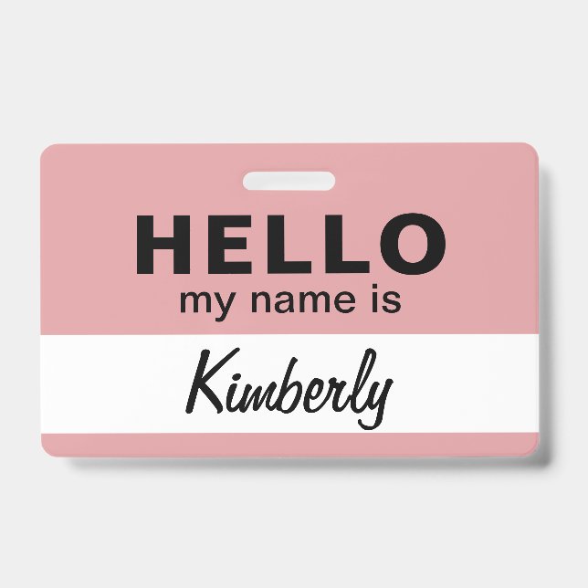 Hello My Name Is - Custom Script Employee Name Badge (Front)