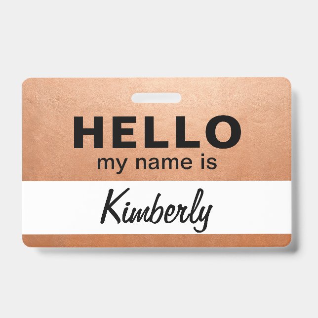 Hello My Name Is - Custom Script Employee Name Badge (Front)