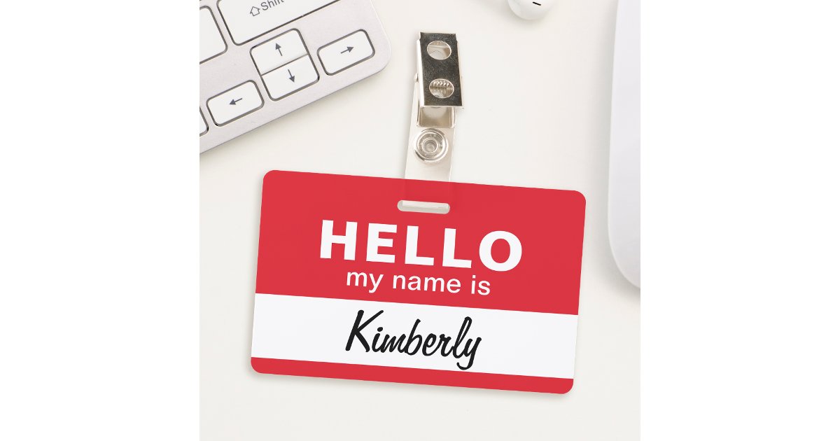Hello My Name Is - Custom Script Employee Name Badge | Zazzle